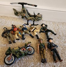 Vintage Lanard The Corps Action Figures Lot 7 Helicopter Motorcycle G.I Joe