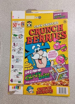 1992 Cap'n Crunch's Crunch Berries Free Crunchling Board Game Empty Cereal Box