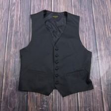 Santana Dress Vest Mens Medium Black Formal Suit Waistcoat 6 Button Made in USA