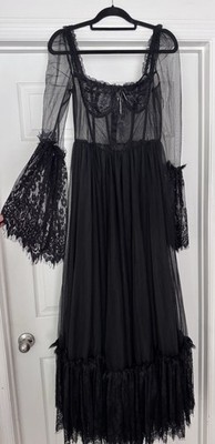 dance with death maxi dress Amazon.com: Dolls Kill Dance with Death Maxi Dress by Widow - Sheer Mesh Dress with Boned Bodice and Flared Sleeves, Perfect for Whimsy Goth Fashion