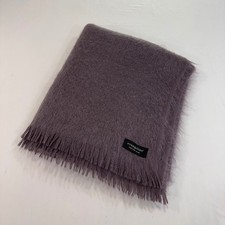 Evangeline Mohair Wool Throw Blanket Mauve Purple Fringe | Luxury Cozy