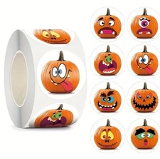 1 Roll , Approx 385  Halloween Stickers 1 in / 25 mm 8 Designs Pre Owned