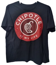 Chipotle "Is My Life" Mexican Grill Men's Black Size 2XL Short Sleeve Shirt