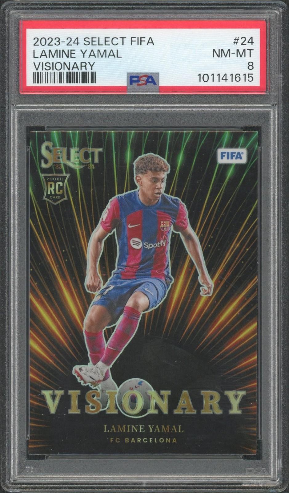 2023/24 Panini Select FIFA Lamine Yamal Visionary RC #24 PSA 8