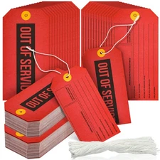 Out of Service Tags, Red Tags with Wire, Maintenance RequiredTags with Cotton St