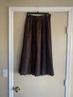 Vintage Significance 100% Silk Brown Paisley Midi Pleated Skirt Sz.8, 26" Waist