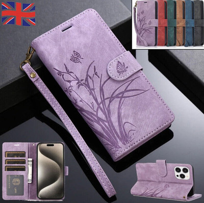 Flip Leder Tasche Wallet Cover für iPhone 17 16/15/14/13/12/11 Pro Max XR 8 Plus