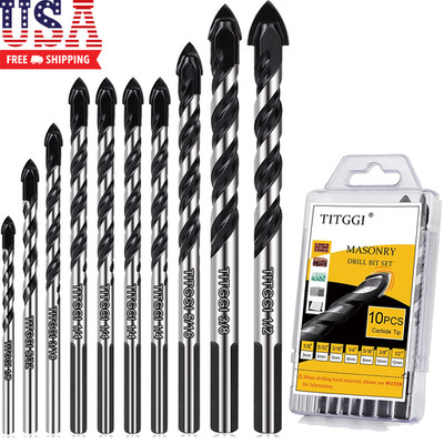 10-PCS Masonry Drill Bit Set & Concrete Drill Bit Set, Professional Drill Bit Se