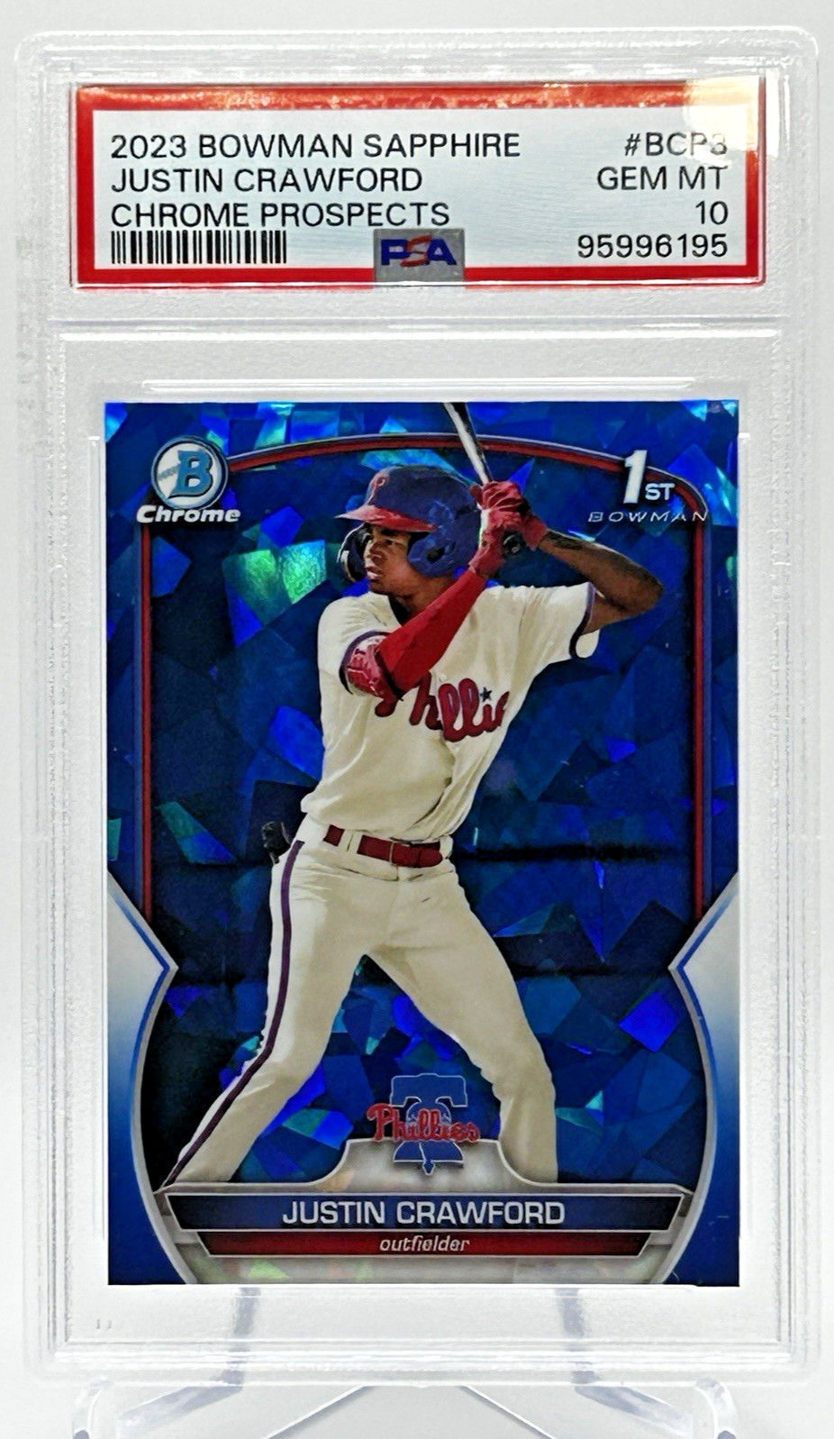 2023 Bowman Sapphire Chrome Justin Crawford BCP3 PSA 10