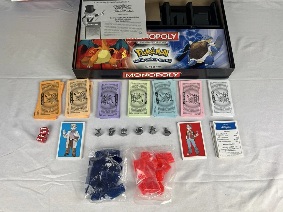 Pokemon Monopoly Kanto Edición Completa - 6 Fichas de Metal 2014 En muy buena condición Juego de Mesa Foto 2 de 4