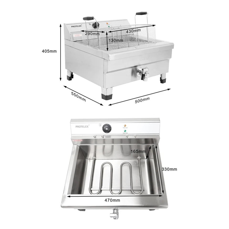 Profi Edelstahl Gastronomie Imbiss Elekto Friteuse Fritteuse Fritöse 20L - Bild 3 von 4