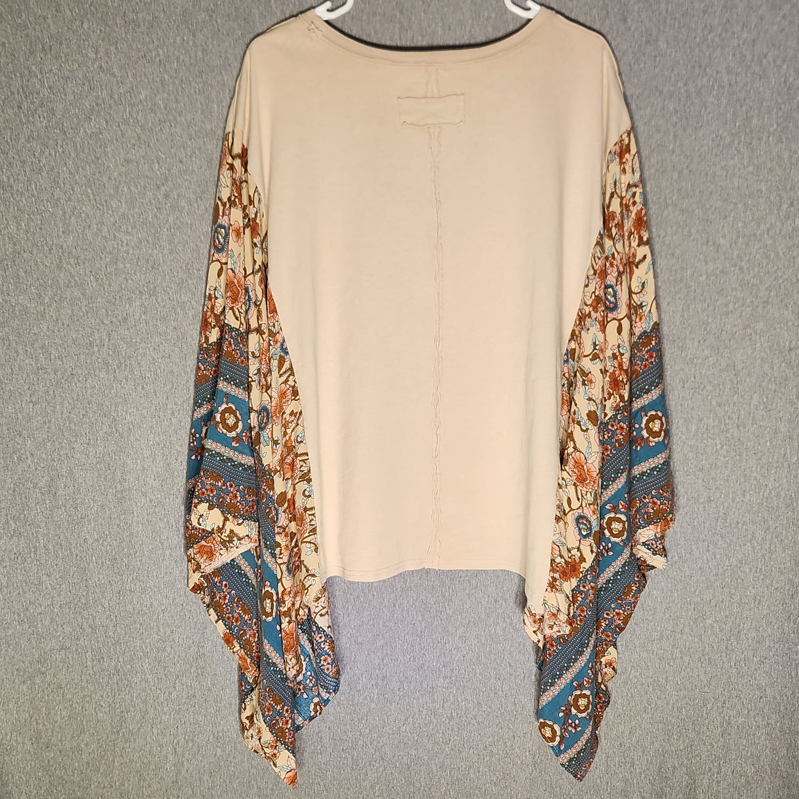 Easwl LRG Mixed Print Raw Hem Patchwork Poncho To… - image 8