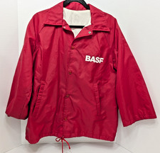Vintage BASF Soffe Jackets Coach Jacket L Red Lined Snap Front USA Made