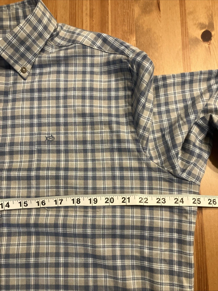 Camisa Southern Tide Para Hombre Grande Azul A Cuadros Calce Clásico Botones Elastizada Foto 4 de 4