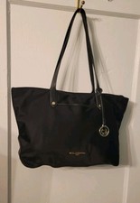 KARL LAGERFELD PARIS ZIP Travel Tote 17  x10  BLACK Shoulders Bags Charm Logo