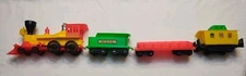 1981 Tim-Mee Toys 7676/81 VTY002 Red Yellow Green Plastic Steam Engine Train Set