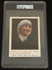 Signed Saint Mother Teresa Photo Autographed Prayer w/Quote Portrait Auto PSA