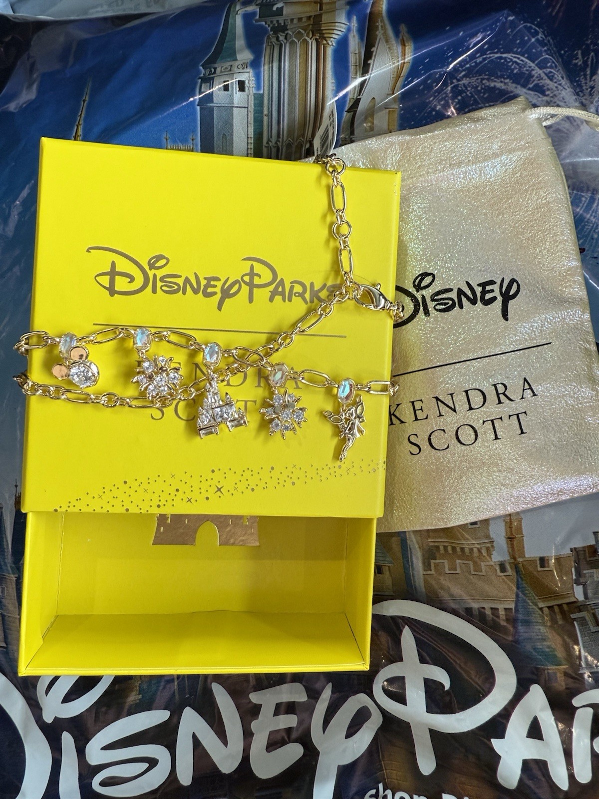 Kendra Scott Disney Parks Exclusive Gold Cinderella Castle Charm Tink Necklace