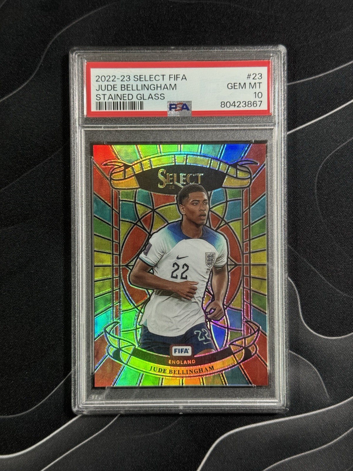 2022-23 Panini Select FIFA Stained Glass Jude Bellingham #23 PSA 10 GEM MT