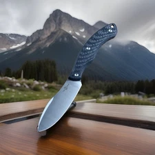 TWOSUN TS558 Fixed Hunting Knife M390 Blade Black Carbon Fiber Handle with Kydex