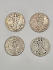 Lot of 4 Walking Liberty Half Dollars 90% Silver 49g all 1934-1945 2$ Face Value