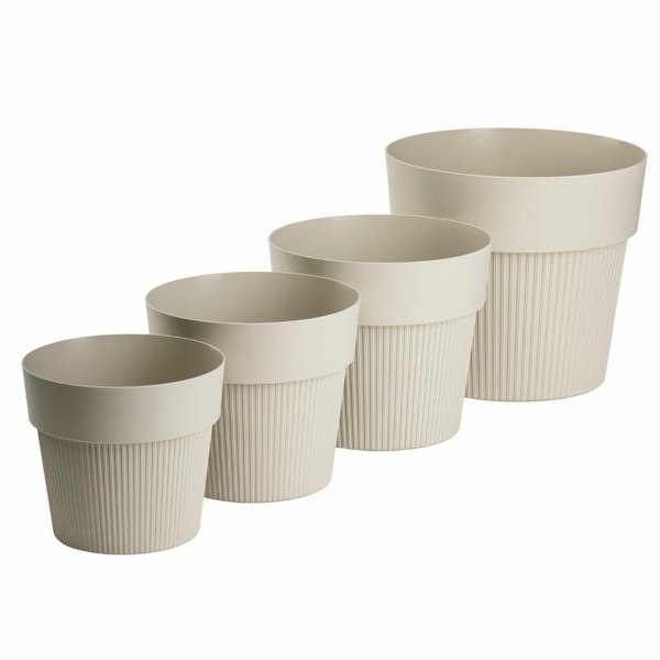 Howhomely Blumentopf Pflanzentopf Beige 4Er Set Geriffelt ÜBertopf BlumenküBel-image
