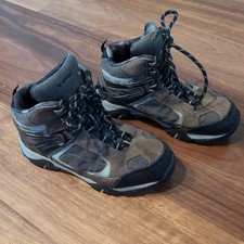 Unisex Girls Boys Leather Hiking Boots Hi-Tech US 1 EU 32 Brown Grey Waterproof