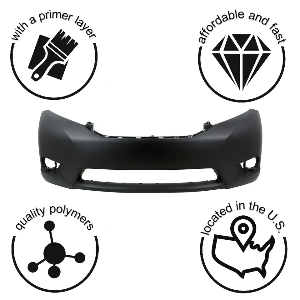Primer Bumper Fascia 替换件适用于 2011 - 2017 丰田 Sienna 11 - 17 前底漆 — 第 3/4 张图片