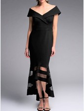 NWT Xscape High-Low Off the Shouler Black Dress Size 6