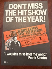 JERRY LEWIS MDA Telethon Window Card Poster