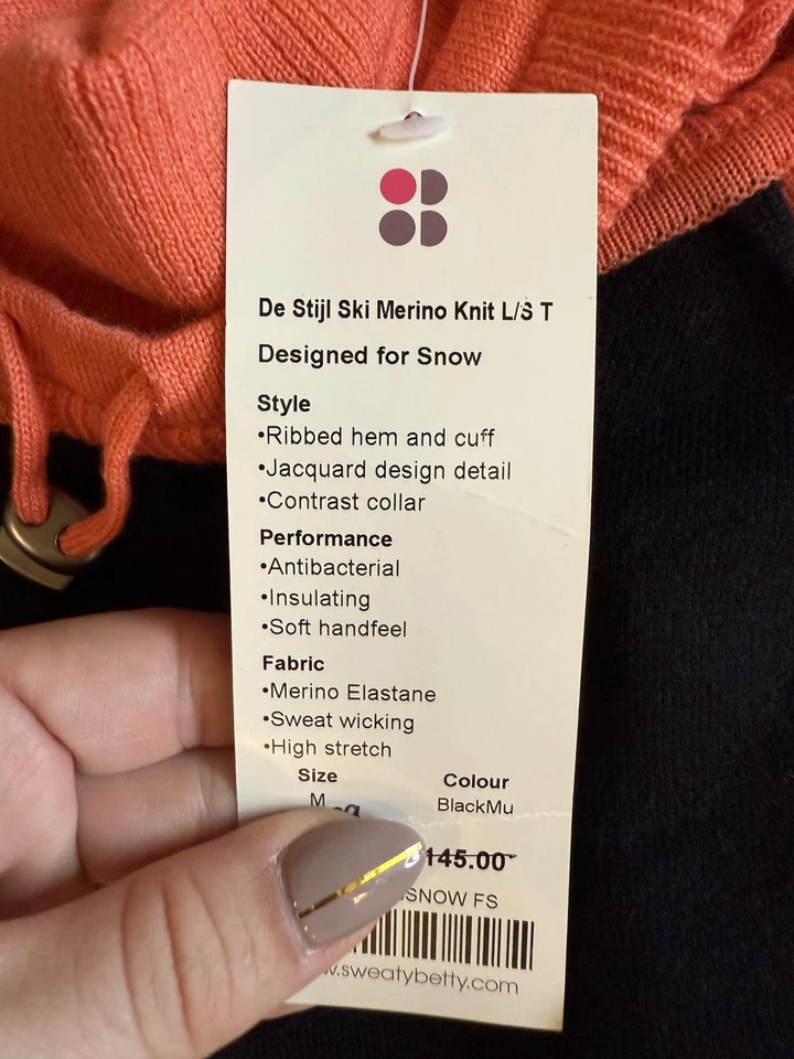 Sweaty Betty Ski Merino Base Layer Set Womens Medium Black Multi De Stijl - Image 2 of 4