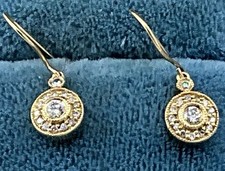 New 14K Natural Diamond Halo Dangle Earrings