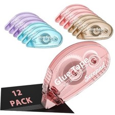 12 Pack Scrapbook Tape, Double Sided Tape Roller for Crafts, Adhesive Glue