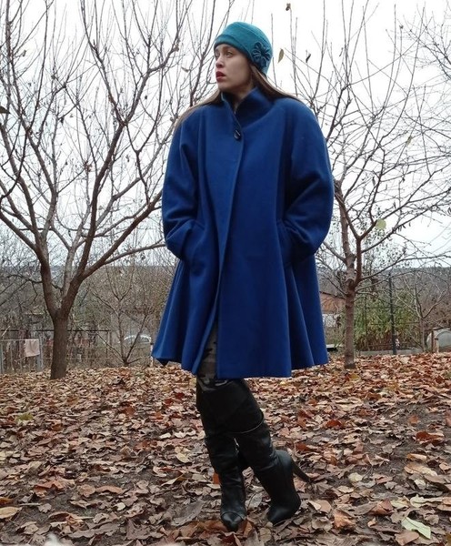 Women Woolmark Coat Navy Wool 40 / L / 48