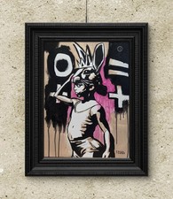 Faris 12x16 originale moderno astratto acrilico su tela testa di coniglio campo nota 7