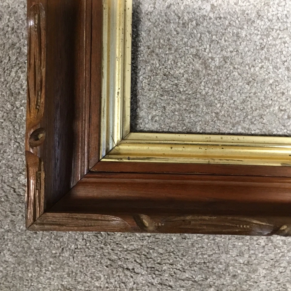 "Antiguo marco de fotos Art Nouveau tallado adornado dorado para 8x10, 15x13""" Foto 3 de 4