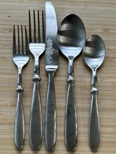 Cambridge TOWNHOUSE Satin  Flatware (5 pc place setting) **FLORAL design*** RARE