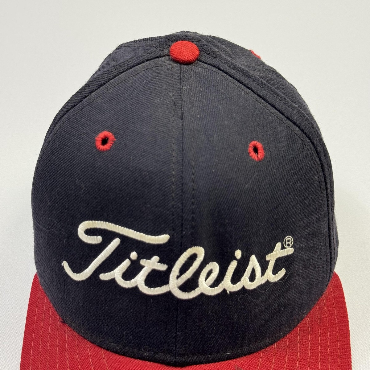 Vintage Titleist Hat Cap Fitted Mens 7 1/8 Navy Red New Era