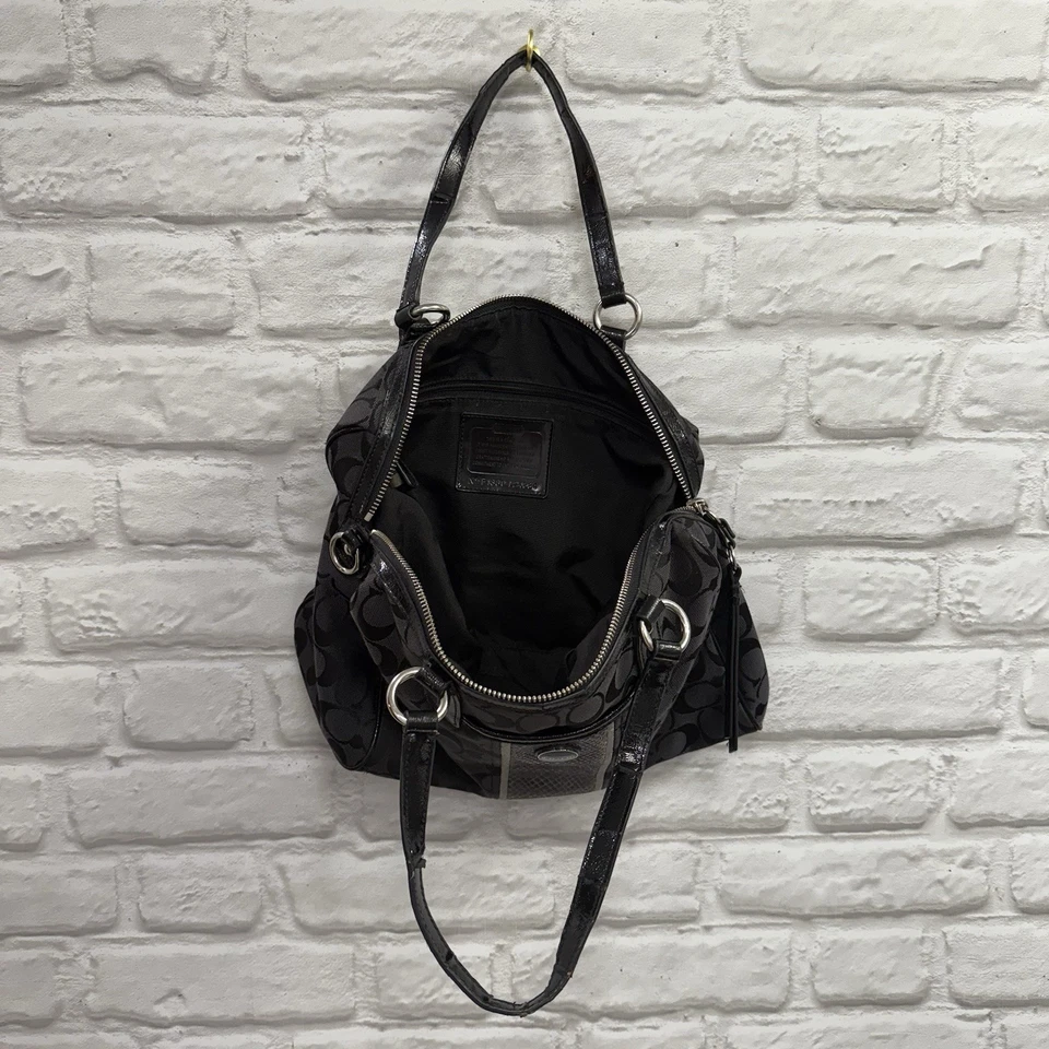 Y2K Coach F24884 Rayas Monograma Negro Pitón Rayas Cartera Bolso Coach Foto 3 de 4