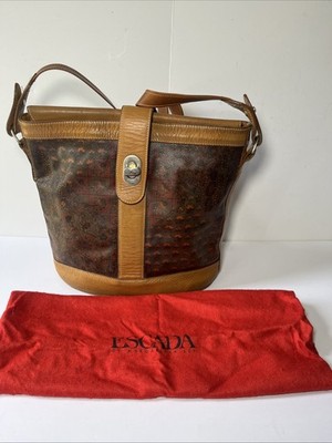 Vintage ESCADA Coated Canvas Crossbody Bag Leather 