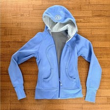 Lululemon Vintage Scuba Full Zip Hoodie Blue periwinkle Size 2/4 embroidered
