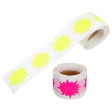 2 Rolls Price Stickers for Retail Labels Fluorescent Burst Signs