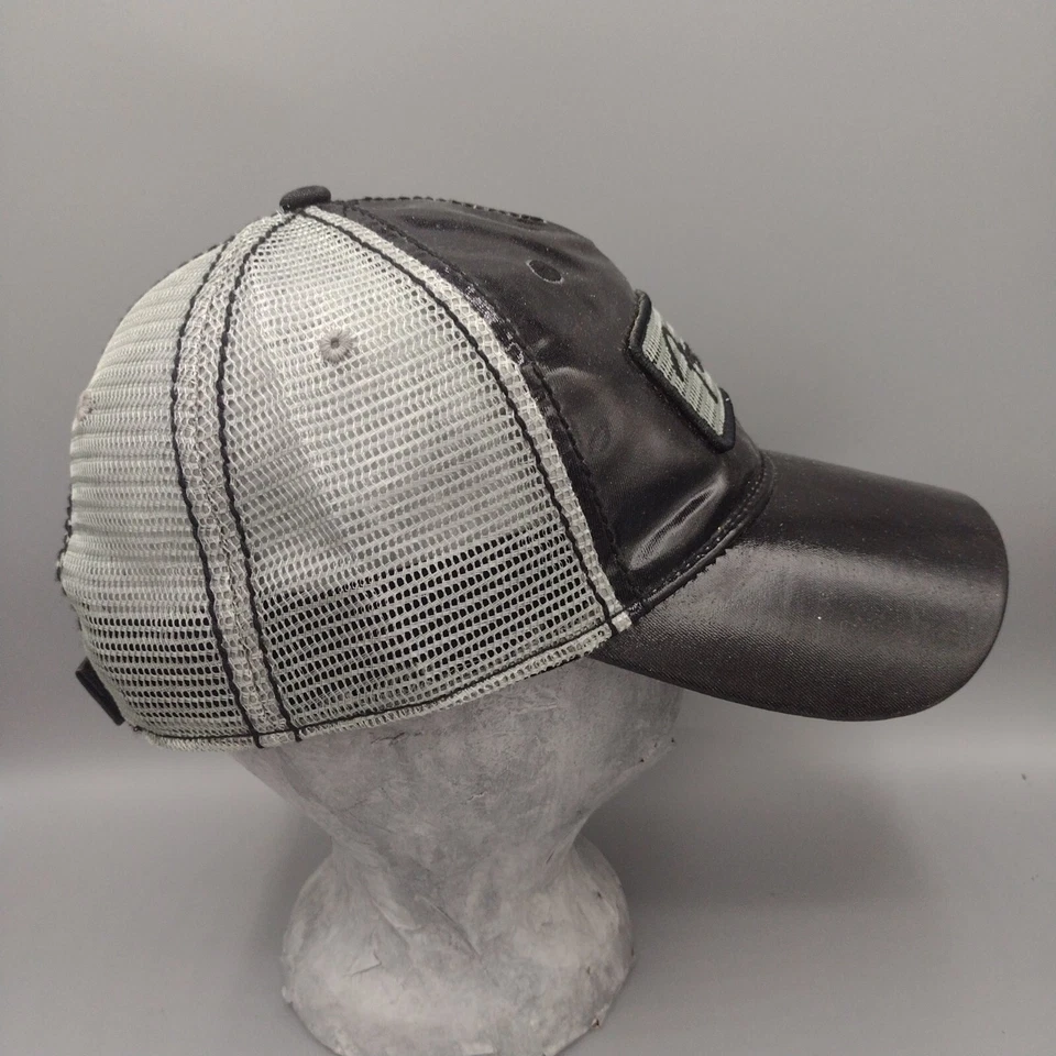 Fender Black Latex/Rubber Coated Trucker Hat. Gray Mesh Strapback One Size - Image 4 of 4