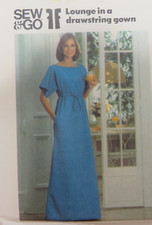 Vtg 70's Butterick 5166 ELASTIC-DRAWSTRING WAIST LONG DRESS Sewing Pattern Women