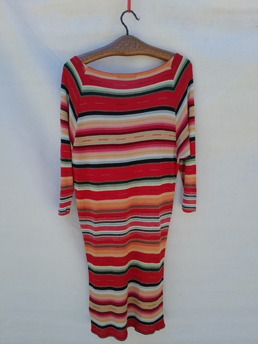 Polo Ralph Lauren Striped Dress Womens Medium Red Beige 100% Viscose Lightweight - Picture 5 of 5