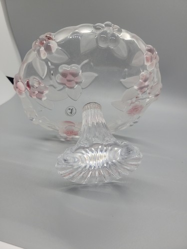 Studio Everyday by Studio Silversmiths Clear Footed Glass Candy Dish Pink Floral - Picture 4 of 4