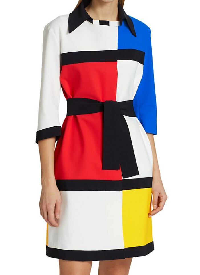 SAINT LAURENT Giacca nuova con etichette Chiara Boni La Petite Robe Marilu Mondrian stampa 8 $995 manca cintura