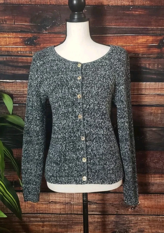 Cárdigan Suéter Carolina Colores Grande Botón Frontal Mármol Hecho en EE. UU. De Colección Foto 3 de 4