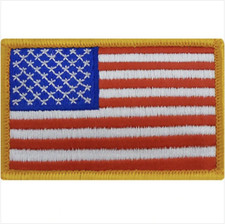 GENUINE U.S. FLAG PATCH: UNITED STATES OF AMERICA - HOOK CLOSURE GOLD EDGE