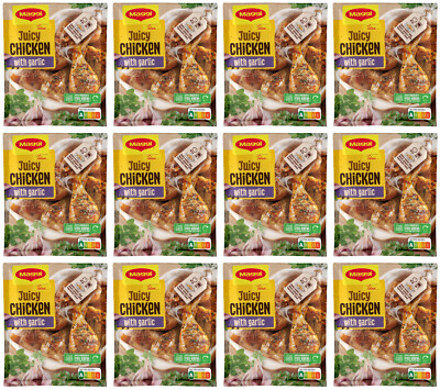 12 MAGGI JUICY CHICKEN with Garlic Spice Mix Quick Marinade Seasoning Packs 30g